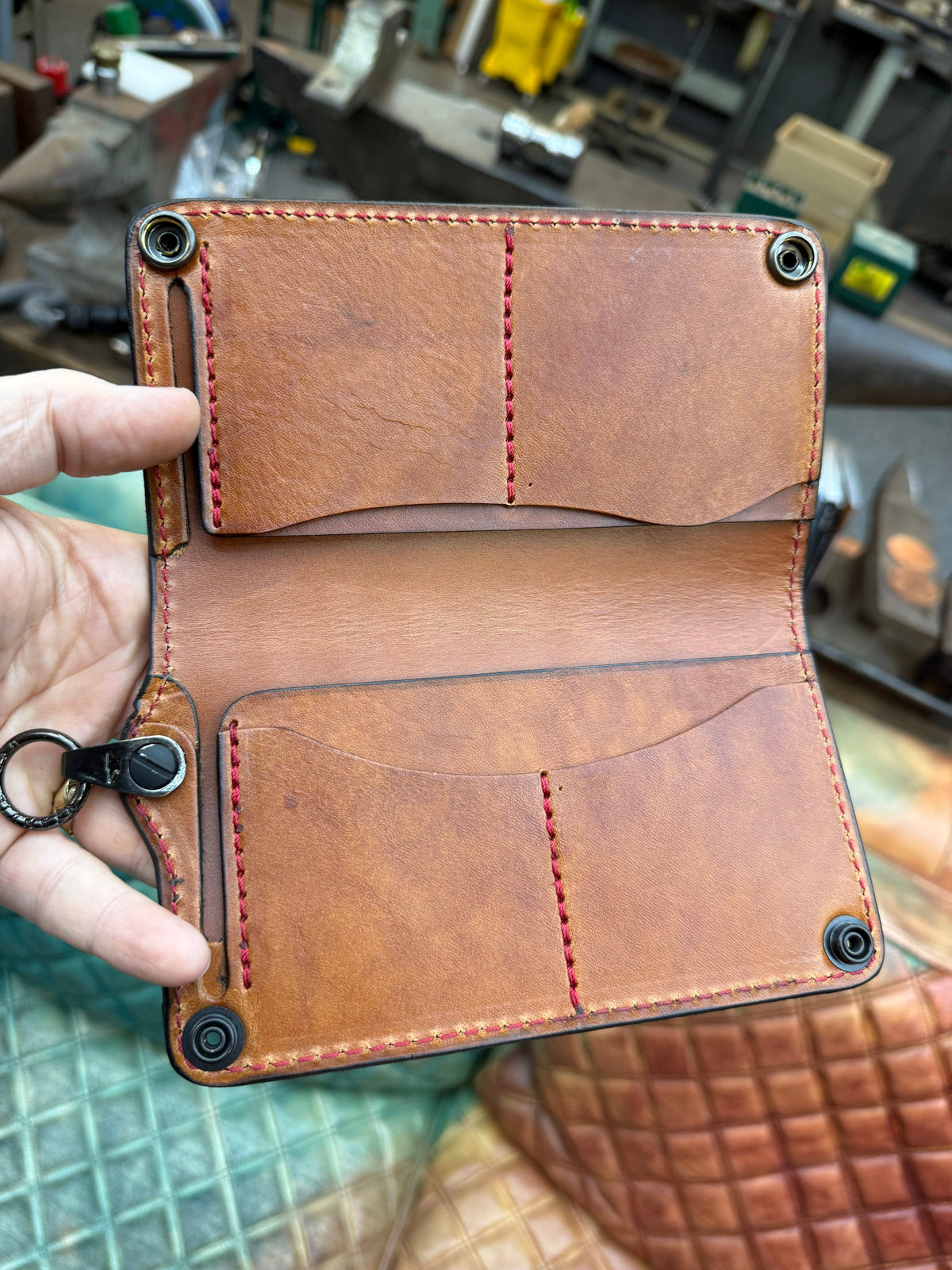 5G Long Biker Chain Wallet - Gray Alligator