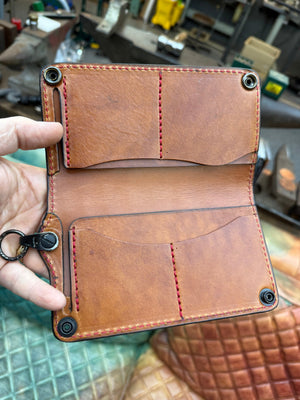 5G Long Biker Chain Wallet - Gray Alligator