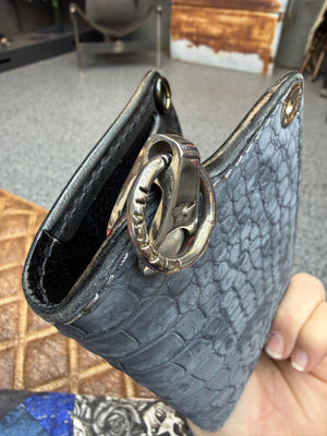 5G Long Biker Chain Wallet - Gray Nubuck Alligator - Anvil Customs