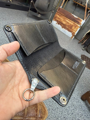 5G Long Biker Chain Wallet - Gray Nubuck Alligator - Anvil Customs