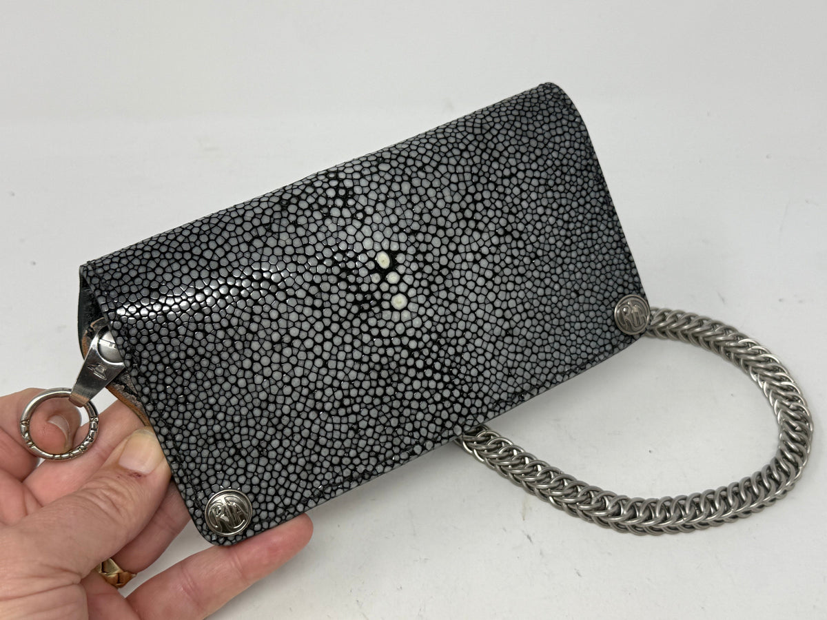 5G Long Biker Chain Wallet - GunMetal Black Stingray
