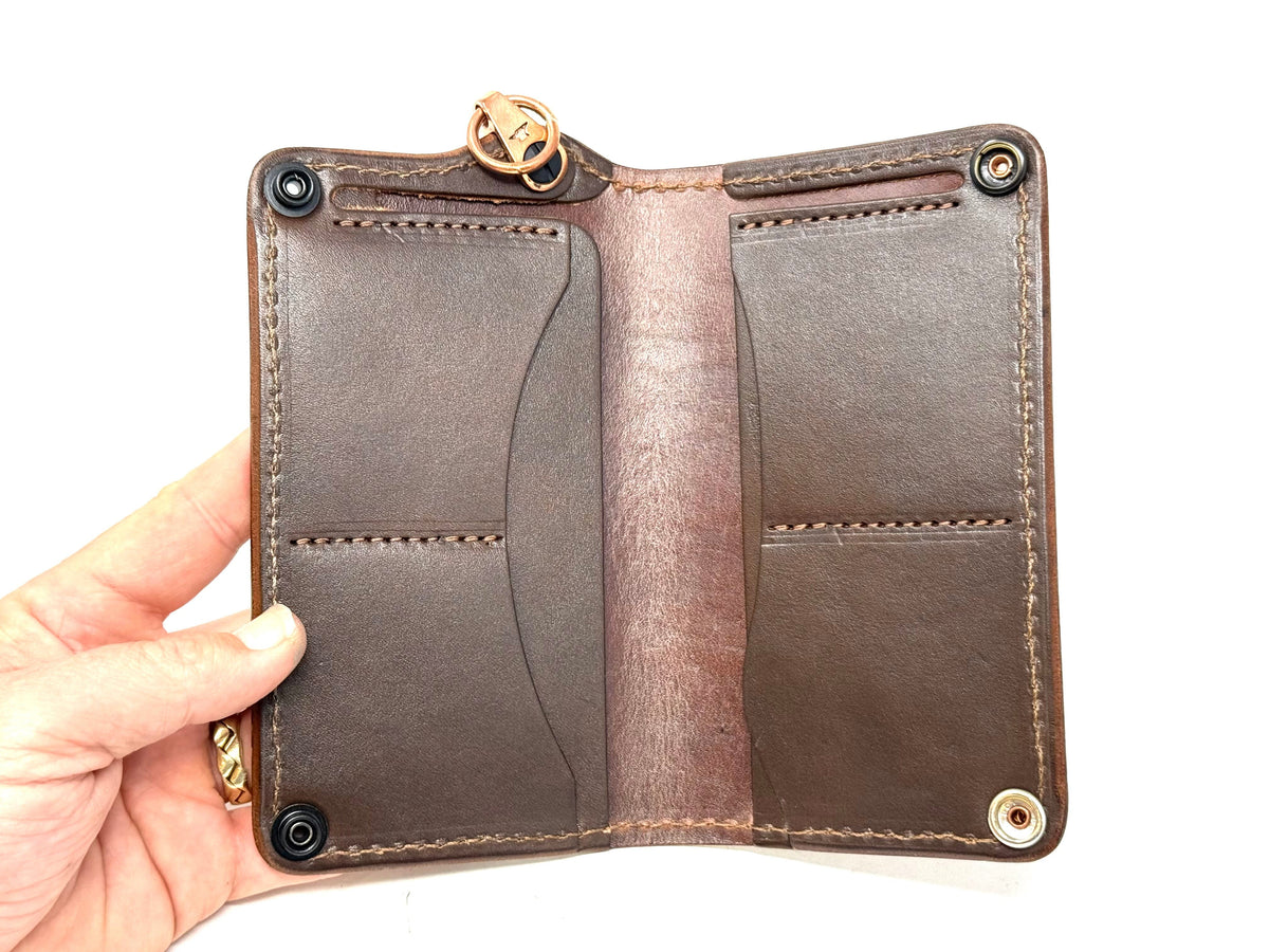 5G Long Biker Chain Wallet - Light Tan Designer Stingray - Anvil Customs