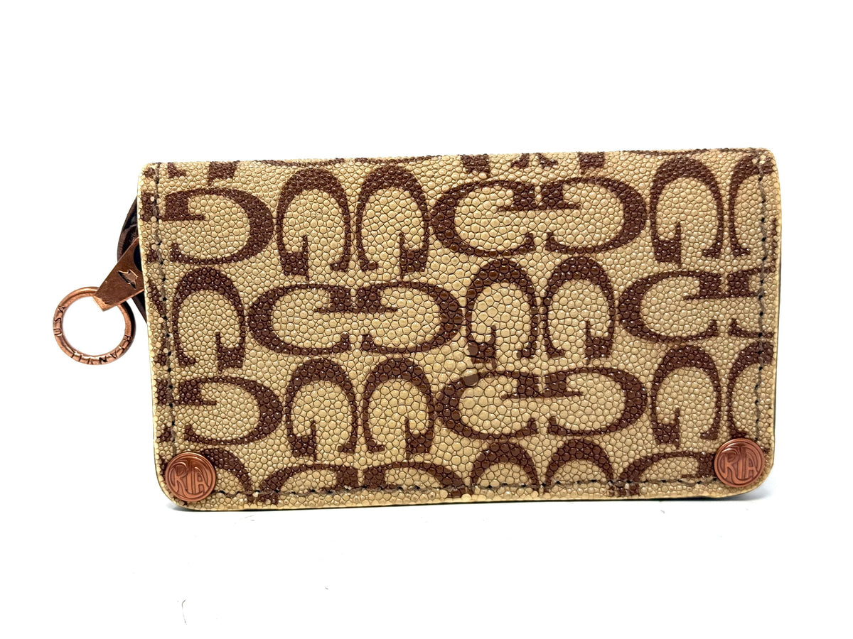 5G Long Biker Chain Wallet - Light Tan Designer Stingray - Anvil Customs
