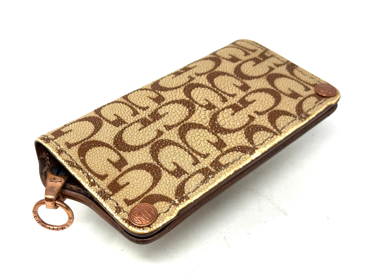 5G Long Biker Chain Wallet - Light Tan Designer Stingray - Anvil Customs