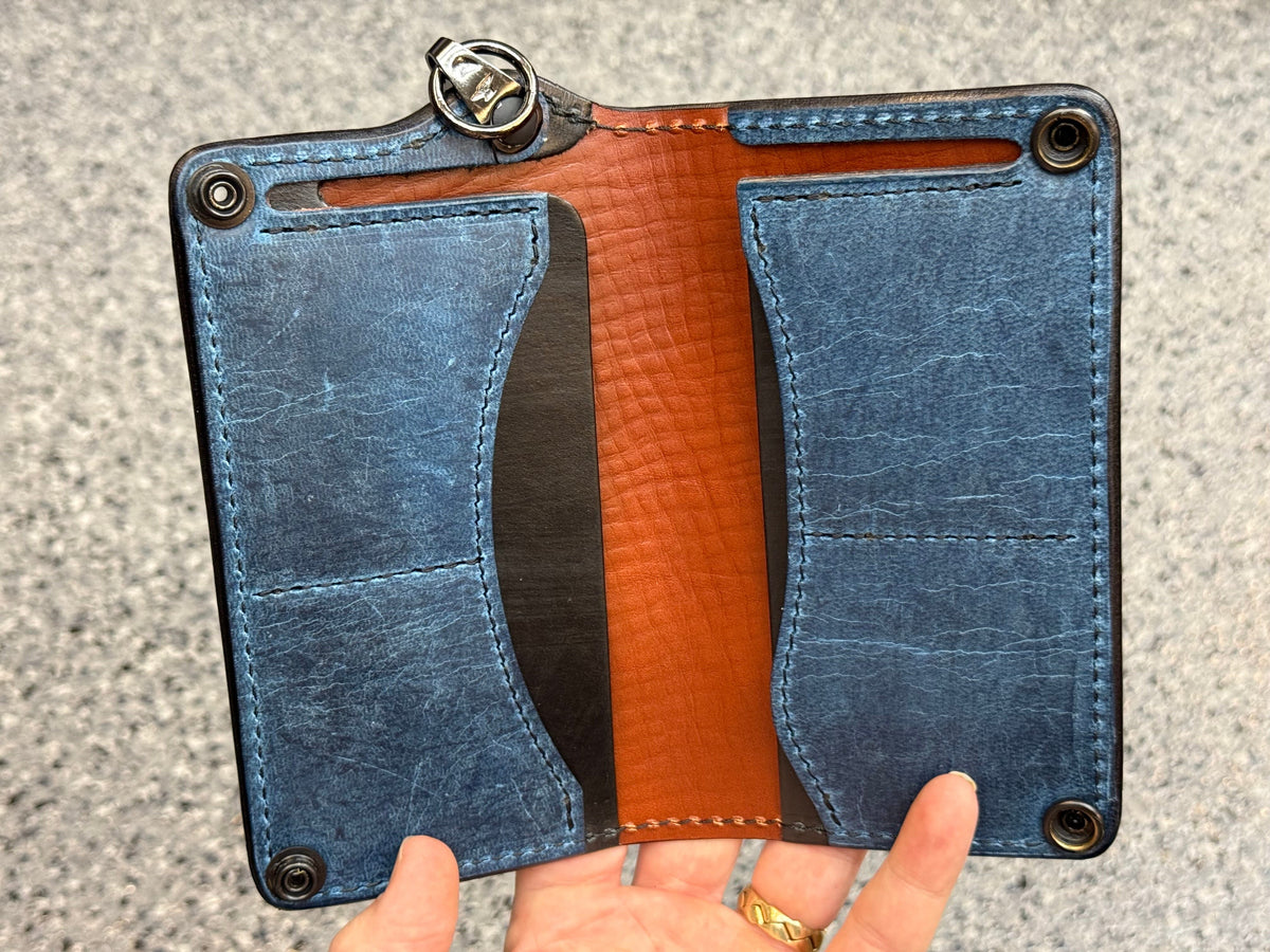 5G Long Biker Chain Wallet - Oxblood Shark