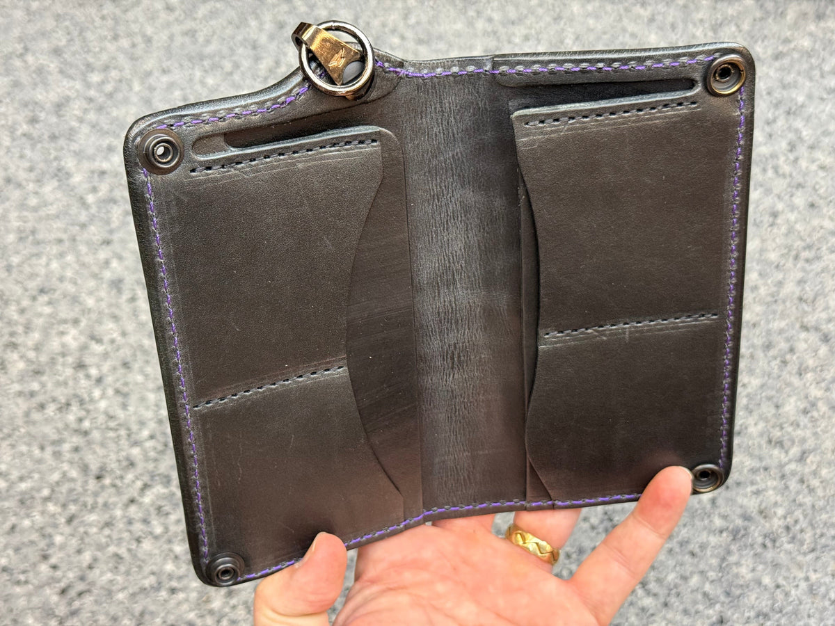 5G Long Biker Chain Wallet - Purple/Gold Alligator Cloaca