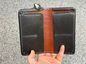 5G Long Biker Chain Wallet - Purple/Gold Alligator