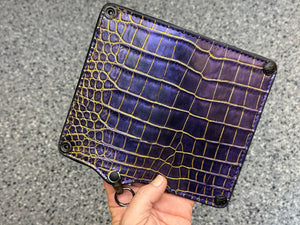 5G Long Biker Chain Wallet - Purple/Gold Alligator