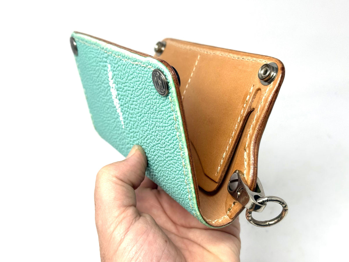 5G Long Biker Chain Wallet - Tiffany Blue Stingray - Anvil Customs