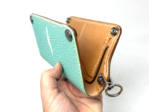 5G Long Biker Chain Wallet - Tiffany Blue Stingray - Anvil Customs