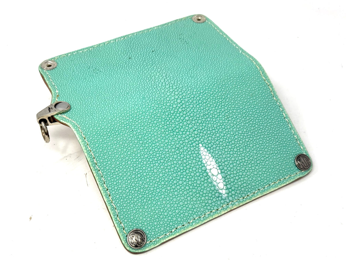5G Long Biker Chain Wallet - Tiffany Blue Stingray - Anvil Customs