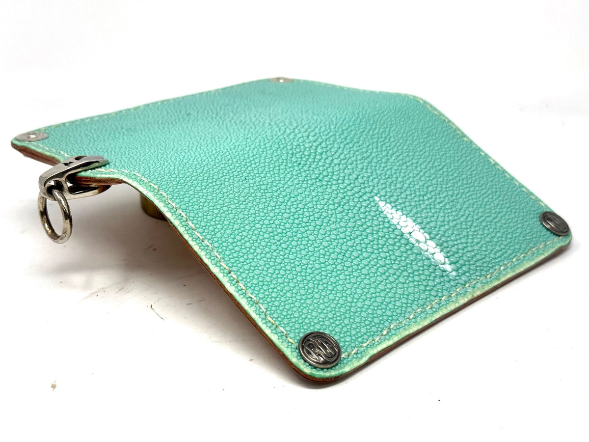 5G Long Biker Chain Wallet - Tiffany Blue Stingray - Anvil Customs