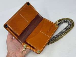 5G Long Biker Chain Wallet - White Ostrich