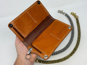 5G Long Biker Chain Wallet - White Ostrich