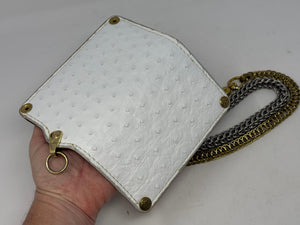 5G Long Biker Chain Wallet - White Ostrich