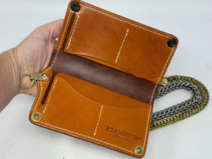 5G Long Biker Chain Wallet - White Ostrich