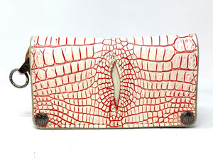 5G Long Biker Chain Wallet - White/Red Alligator Cloaca - Anvil Customs