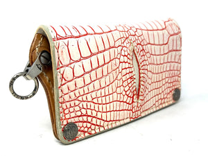 5G Long Biker Chain Wallet - White/Red Alligator Cloaca - Anvil Customs