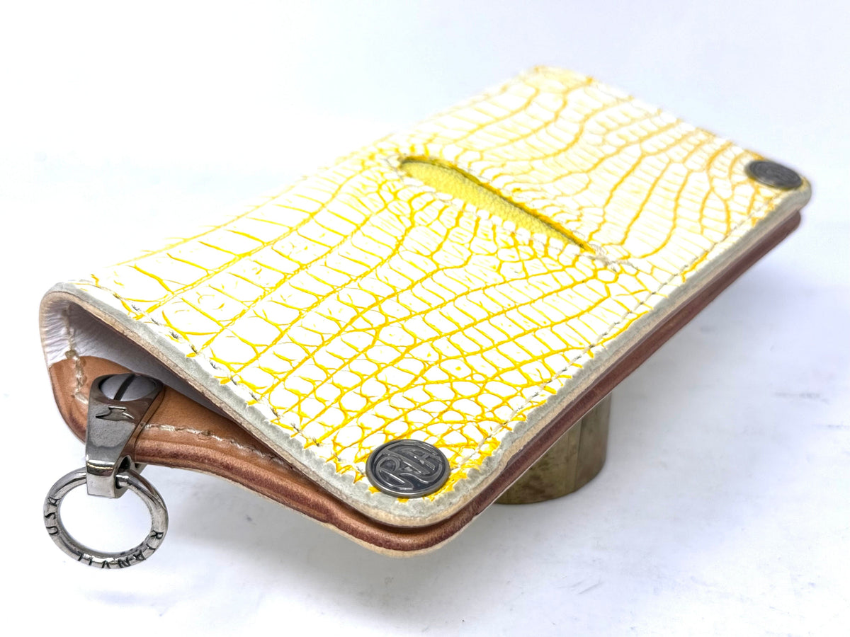 5G Long Biker Chain Wallet - White/Yellow Alligator Cloaca - Anvil Customs