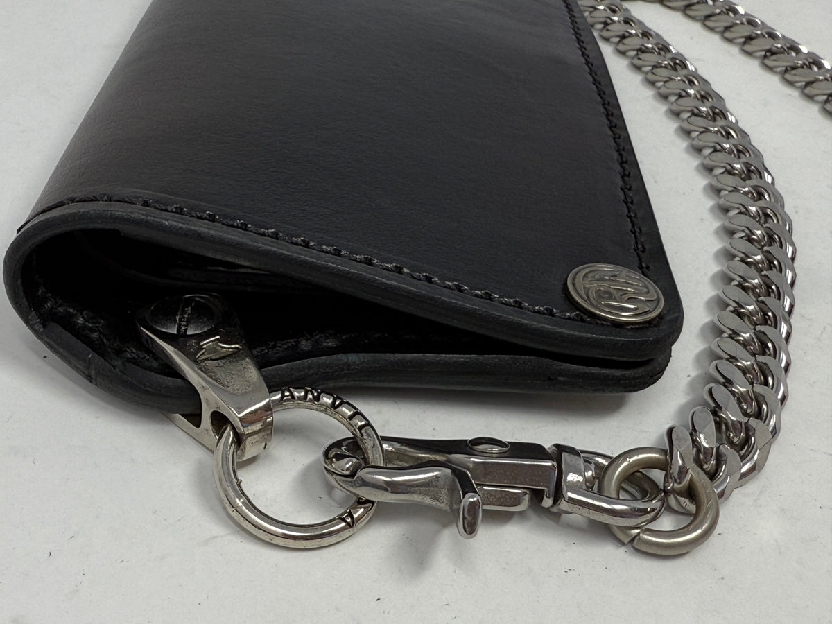 5G Long Biker Leather Chain Wallet - Black Hermann Oak