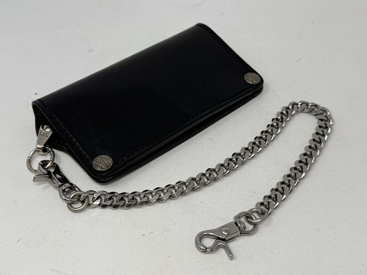 5G Long Biker Leather Chain Wallet - Black Hermann Oak