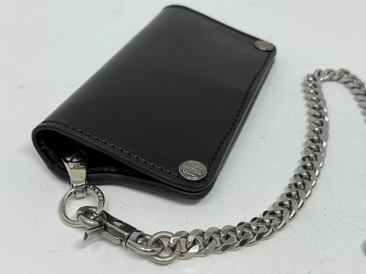 5G Long Biker Leather Chain Wallet - Black Hermann Oak