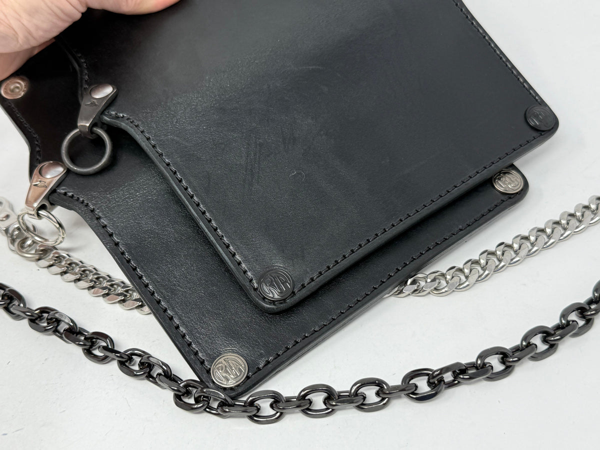 5G Long Biker Leather Chain Wallet - Black Hermann Oak