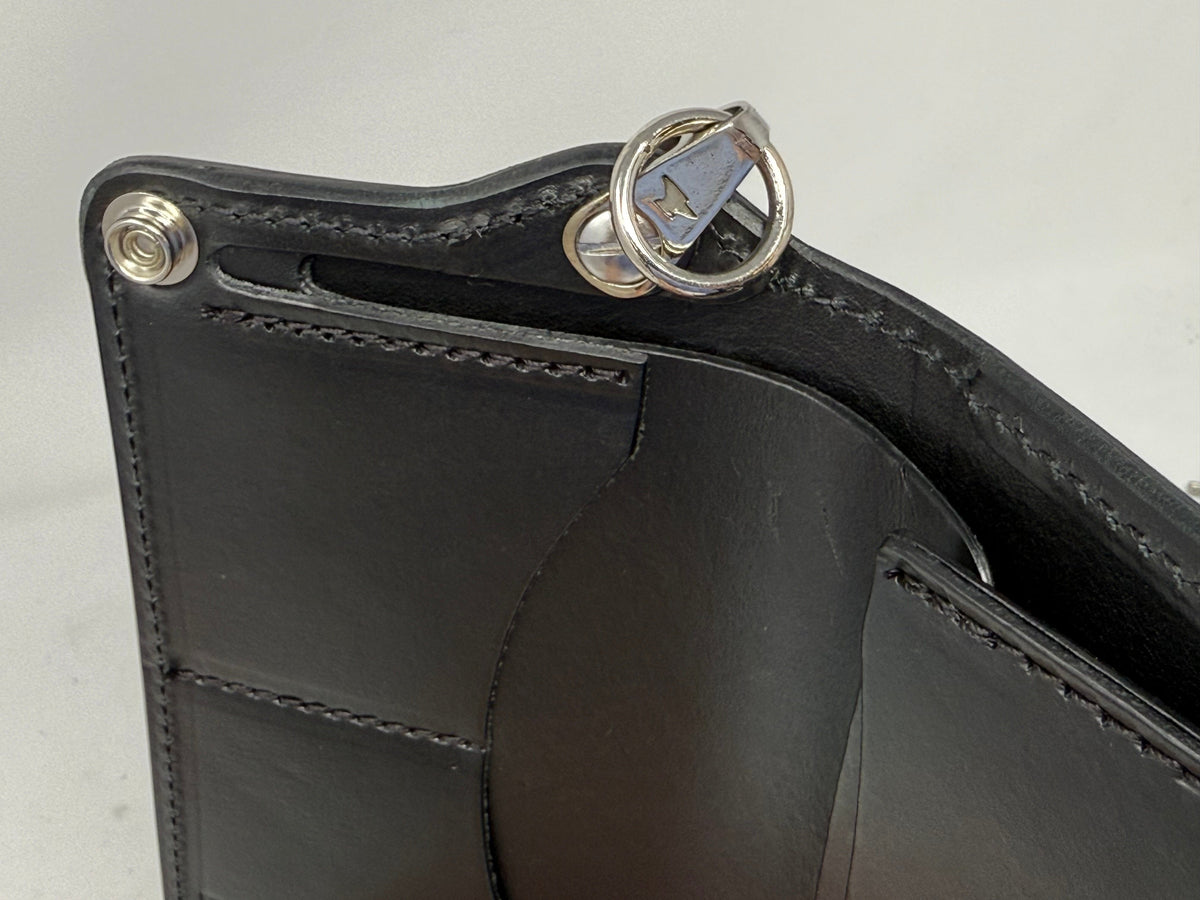 5G Long Biker Leather Chain Wallet - Black Hermann Oak