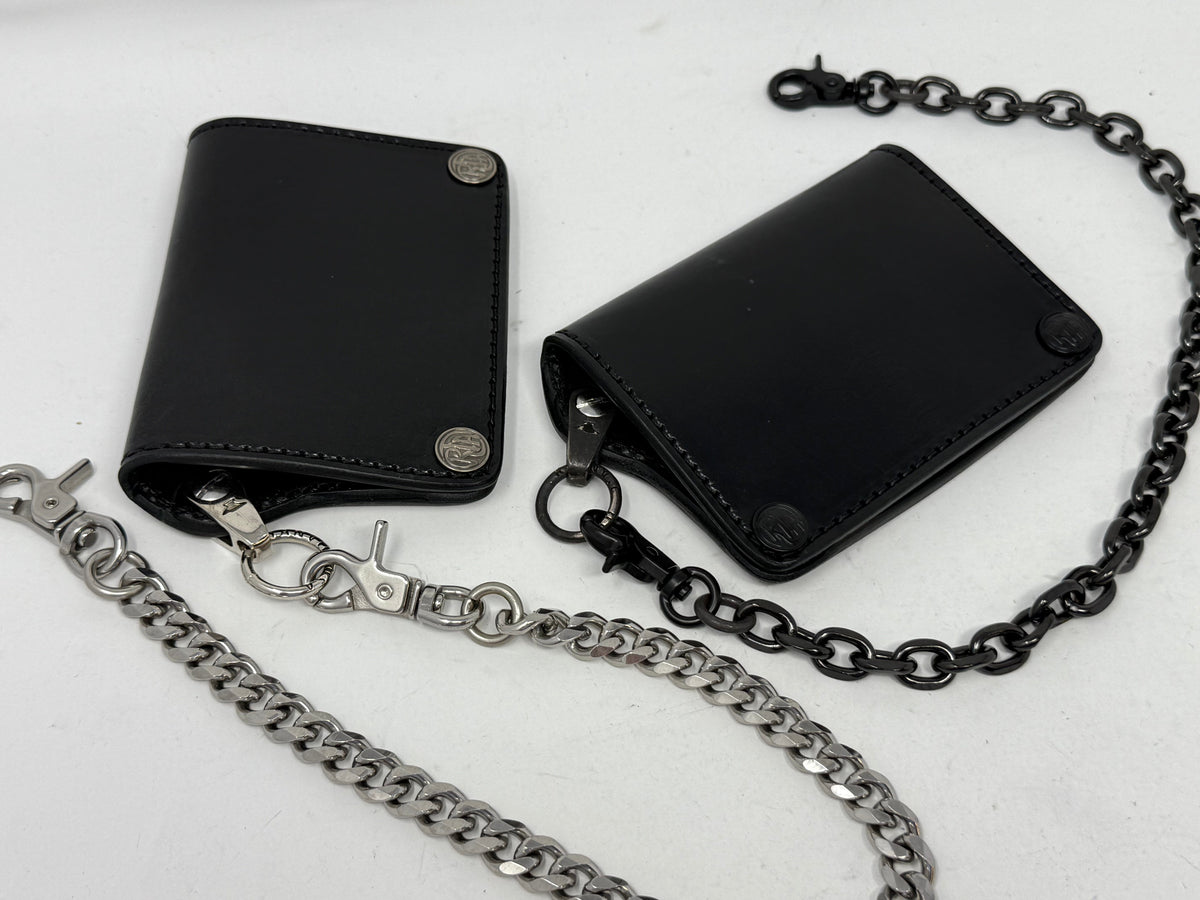 5G Mini Long Leather Chain Wallet - Black Hermann Oak