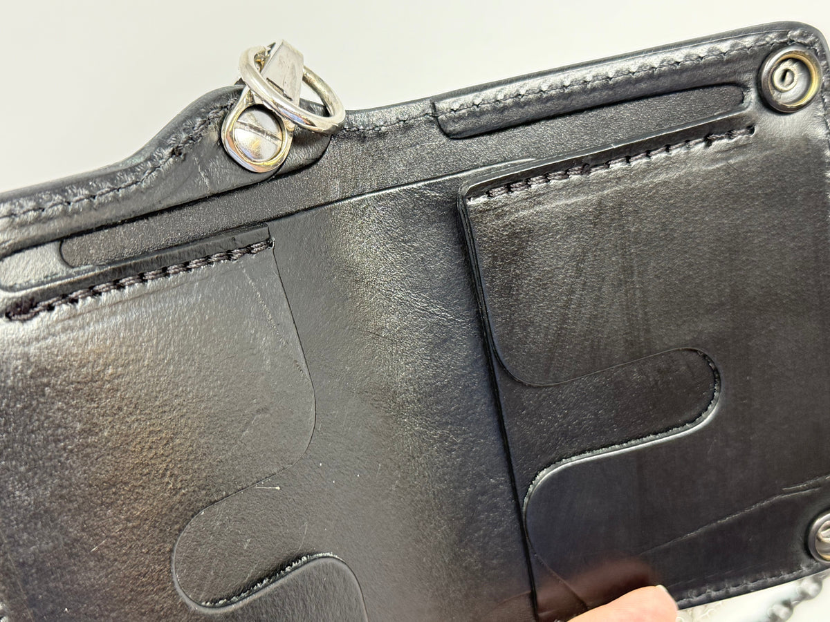 5G Mini Long Leather Chain Wallet - Black Hermann Oak