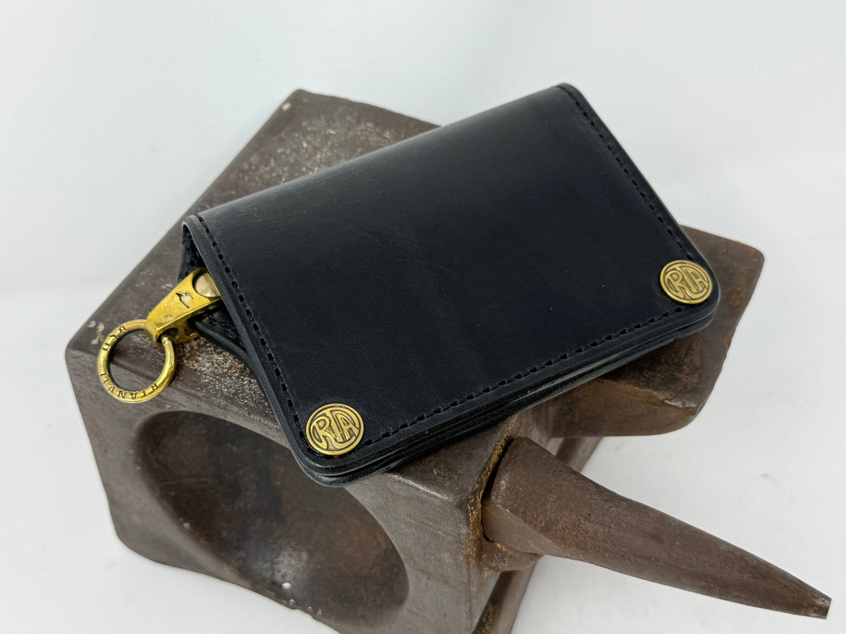 5G Mini Long Leather Chain Wallet - Black Hermann Oak