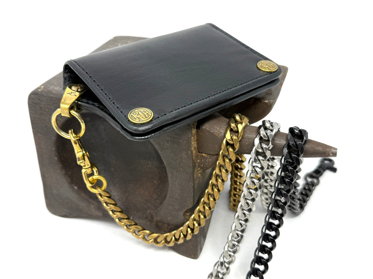 5G Mini Long Leather Chain Wallet - Black Hermann Oak