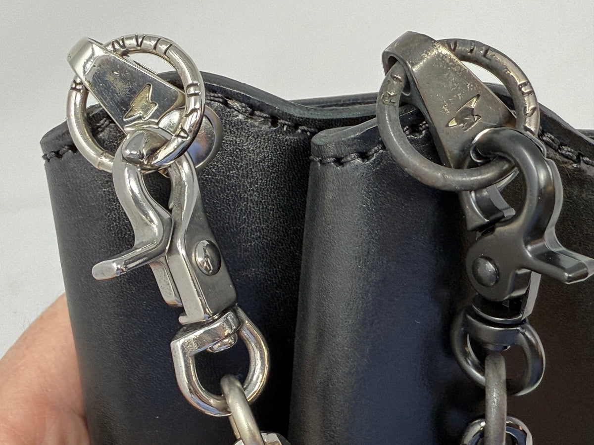 5G Mini Long Leather Chain Wallet - Black Hermann Oak