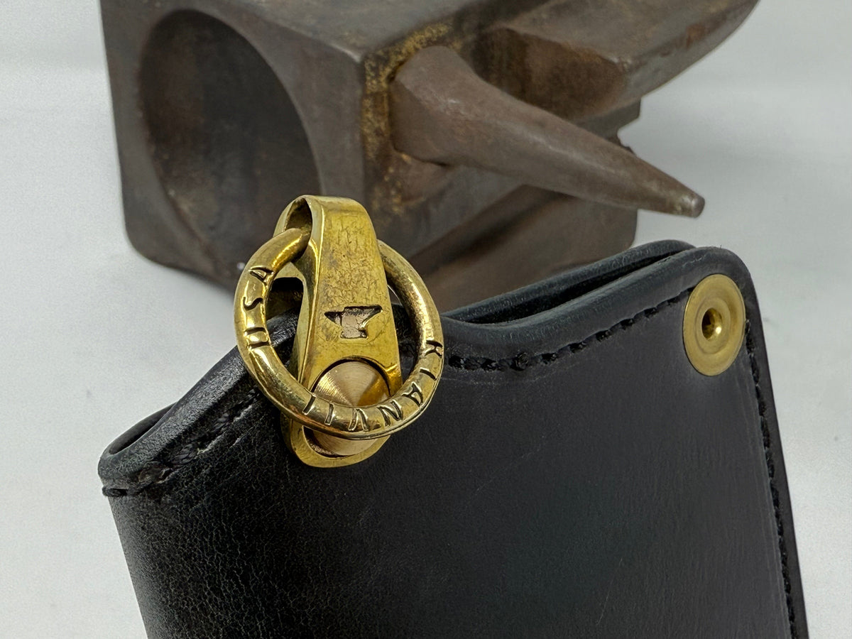 5G Mini Long Leather Chain Wallet - Black Hermann Oak