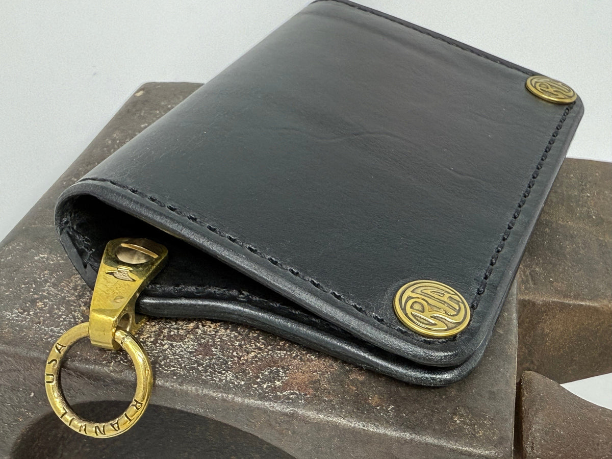 5G Mini Long Leather Chain Wallet - Black Hermann Oak