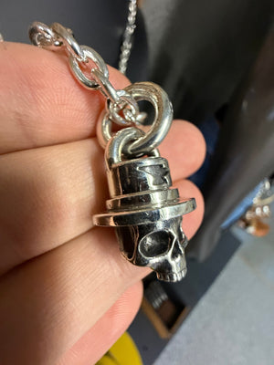 925 Silver TopHat Skull Pendant