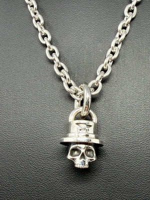 925 Silver TopHat Skull Pendant