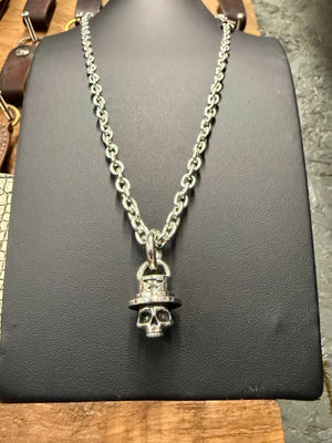 925 Silver TopHat Skull Pendant