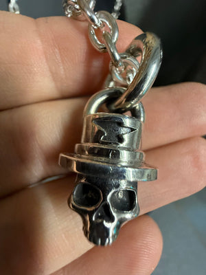 925 Silver TopHat Skull Pendant