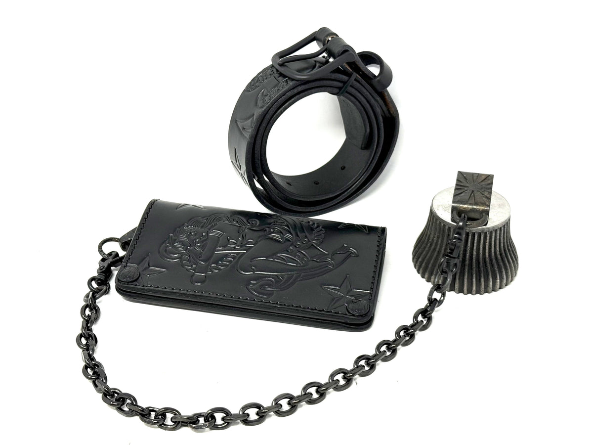 ALL BLACK Sailor PinUp Long Wallet/Belt/Chain/Charm Combo Set