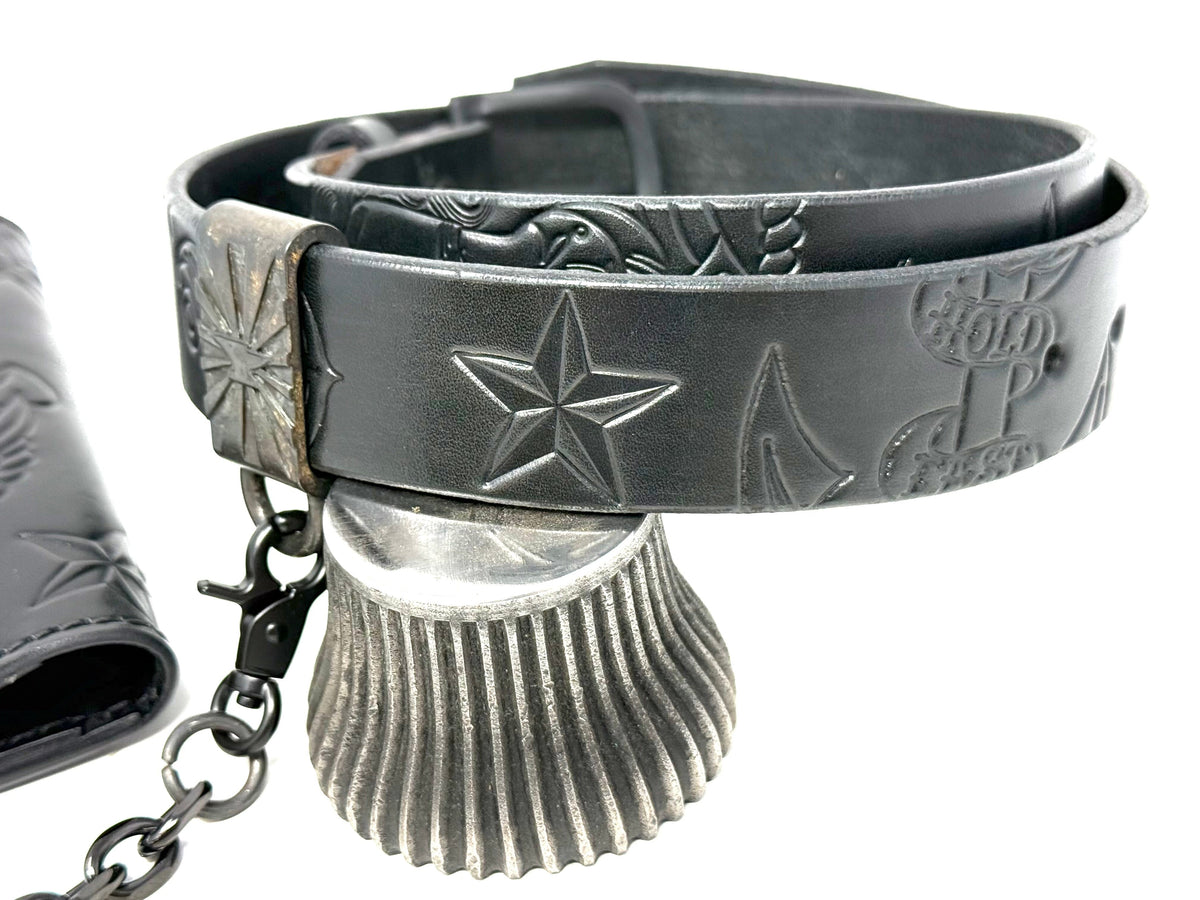 ALL BLACK Sailor PinUp Long Wallet/Belt/Chain/Charm Combo Set