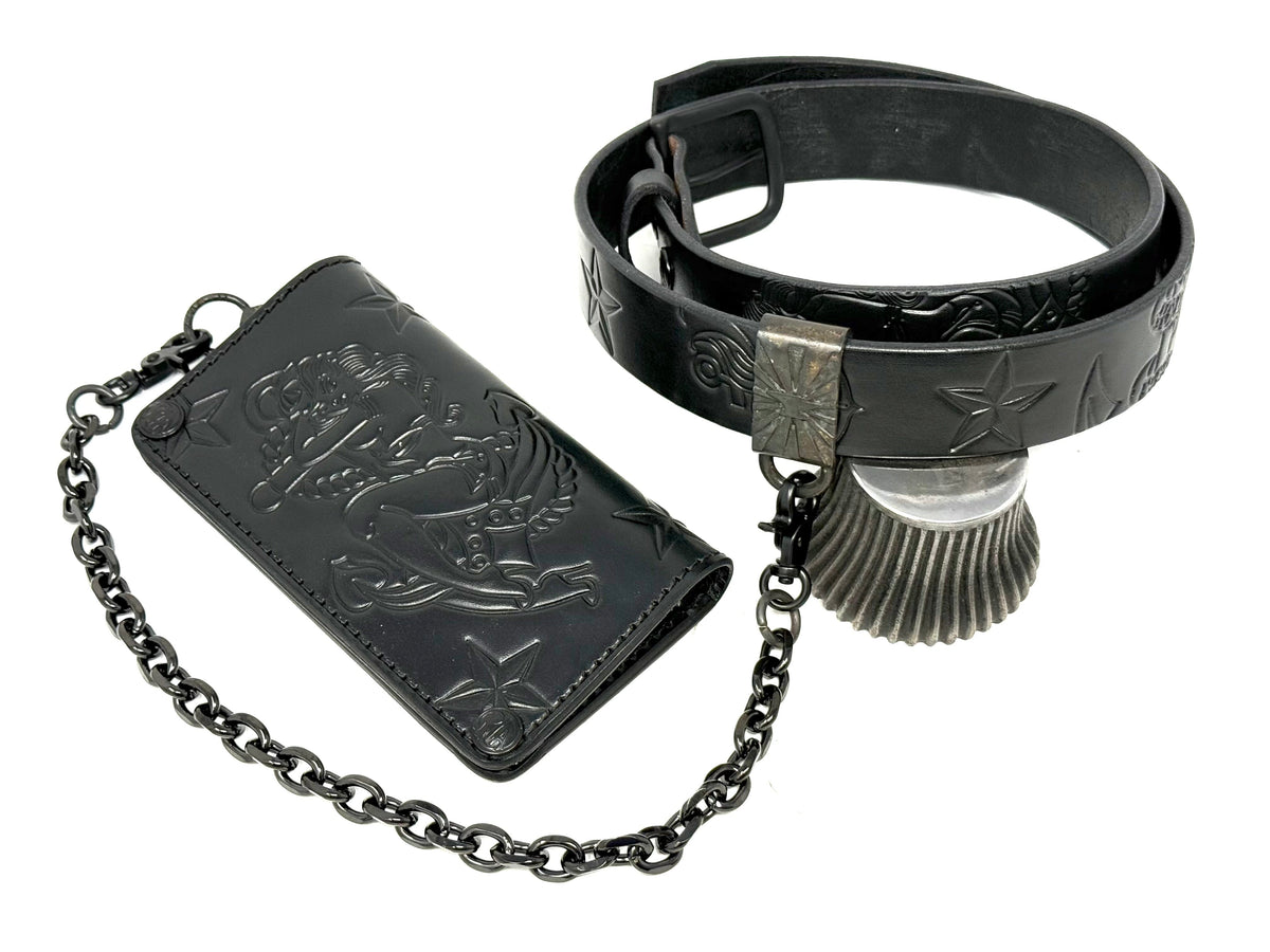 ALL BLACK Sailor PinUp Long Wallet/Belt/Chain/Charm Combo Set