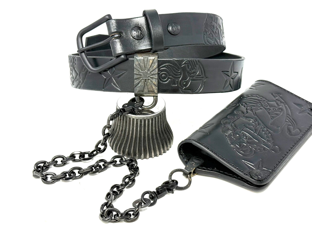 ALL BLACK Sailor PinUp Long Wallet/Belt/Chain/Charm Combo Set