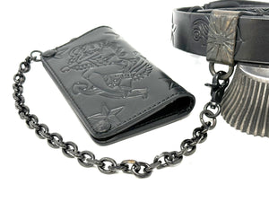 ALL BLACK Sailor PinUp Long Wallet/Belt/Chain/Charm Combo Set