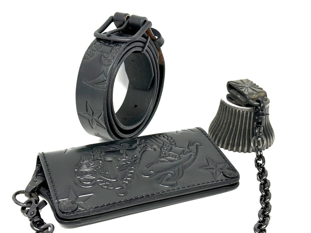 ALL BLACK Sailor PinUp Long Wallet/Belt/Chain/Charm Combo Set