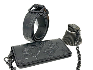 ALL BLACK Sailor PinUp Long Wallet/Belt/Chain/Charm Combo Set