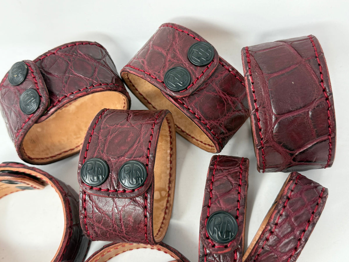 Alligator Leather Bracelet / Cuff: Burgundy/Oxblood - Anvil Customs