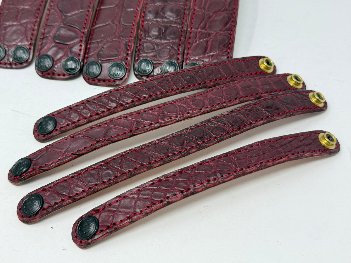 Alligator Leather Bracelet / Cuff: Burgundy/Oxblood - Anvil Customs