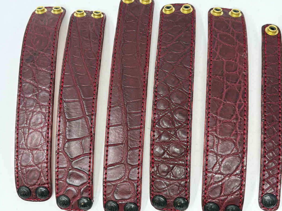 Alligator Leather Bracelet / Cuff: Burgundy/Oxblood - Anvil Customs