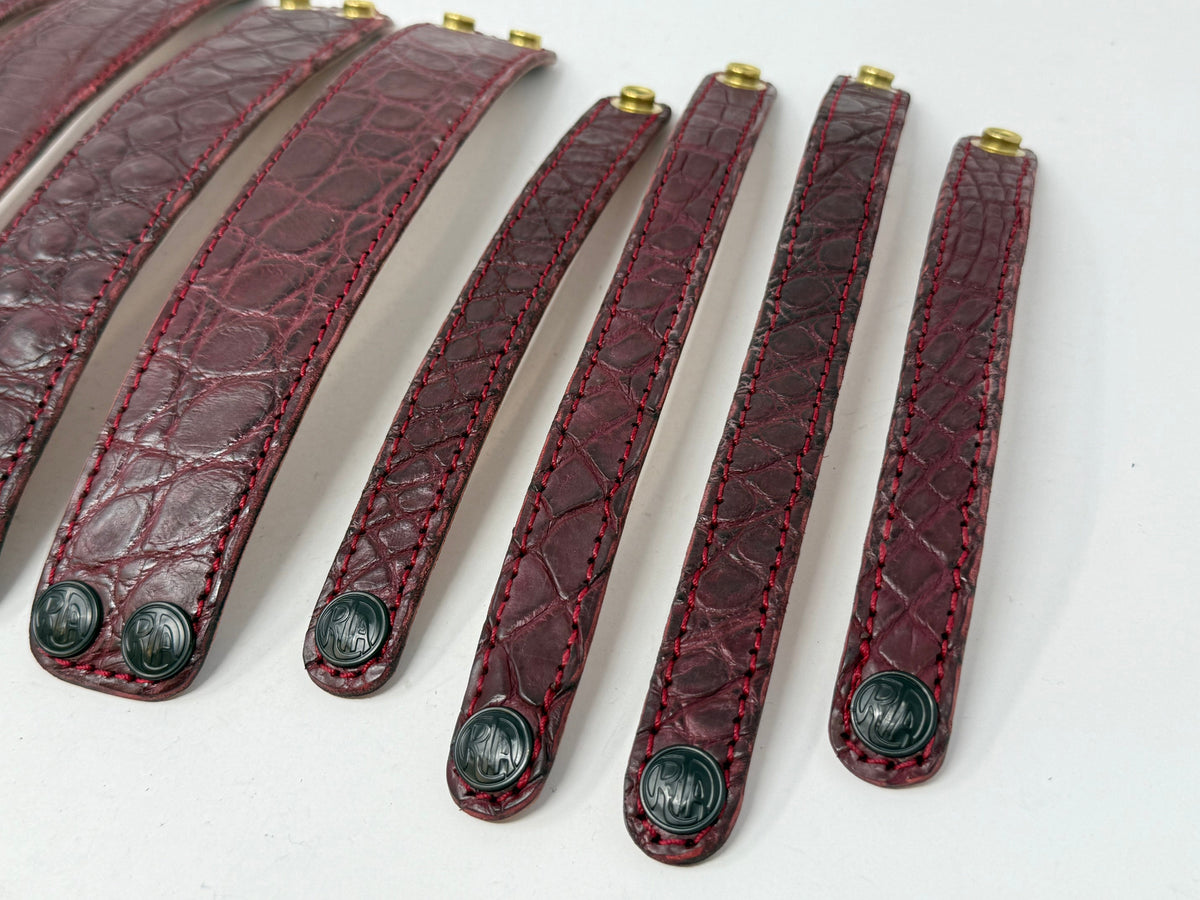 Alligator Leather Bracelet / Cuff: Burgundy/Oxblood - Anvil Customs